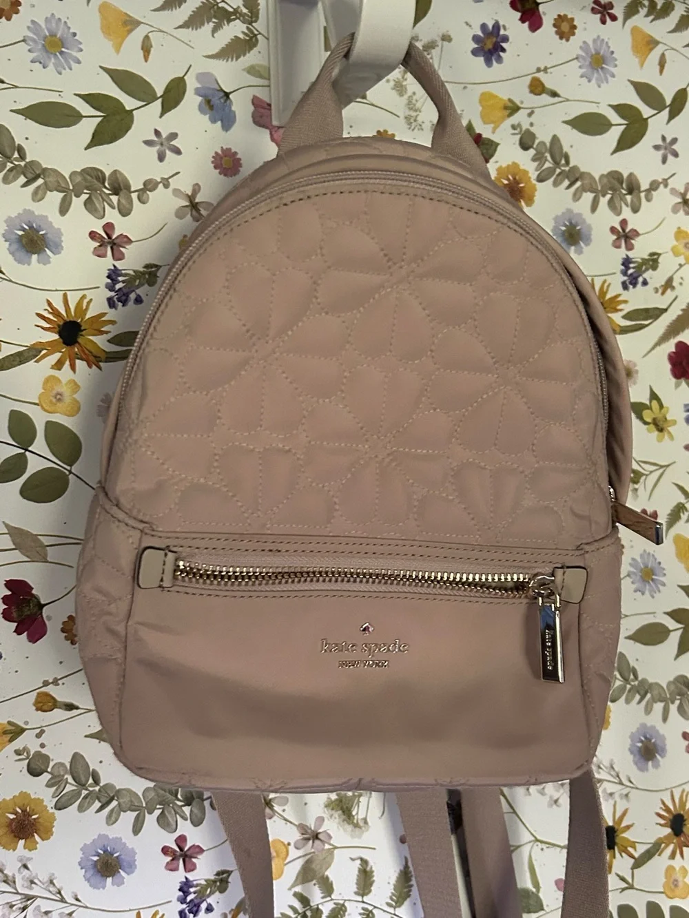 kate spade Quilted Blush Pink Mini Backpack with Gold Hardware